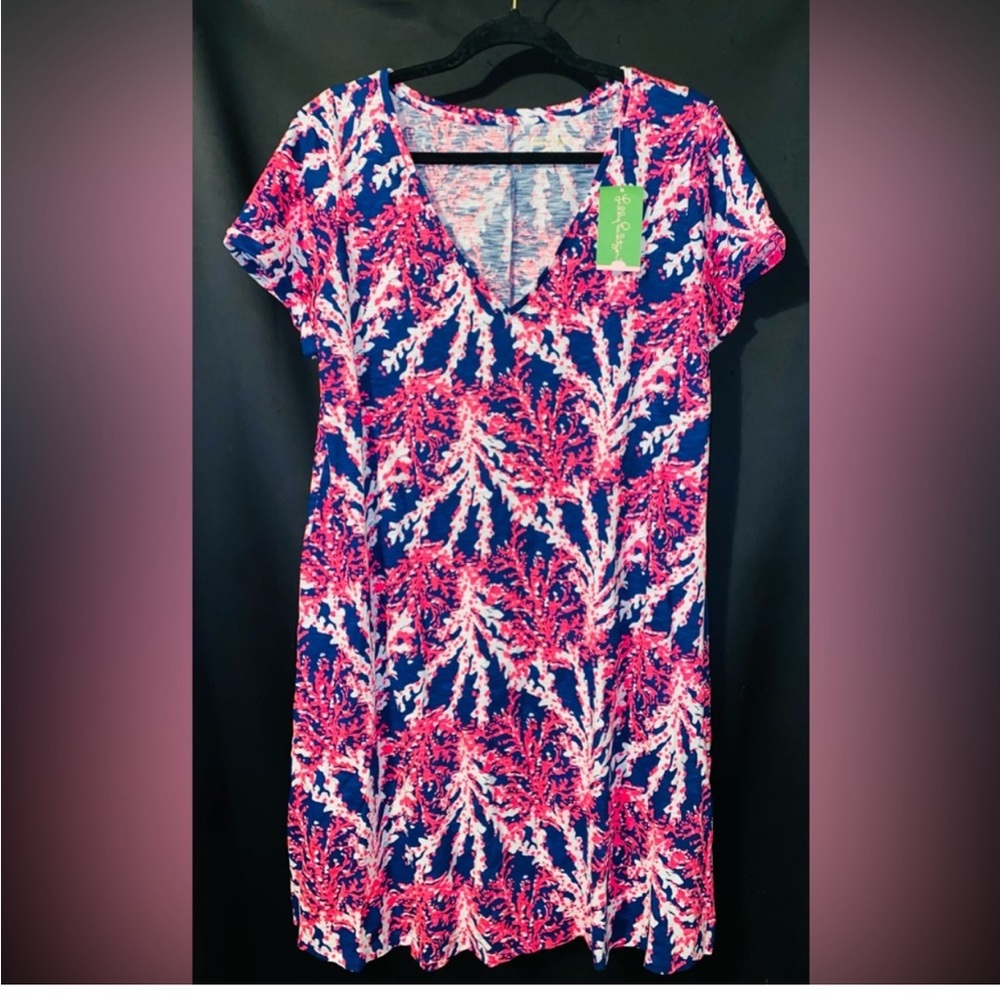 NWT Lilly Pulitzer Jessica Short Sleeve Dress in “Nauti Navy/Beyond the Sea” XL
